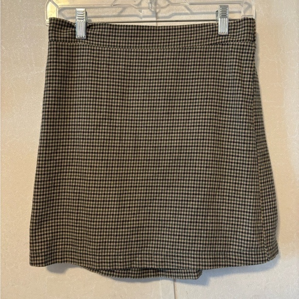 American Eagle brown and green herringbone skirt M